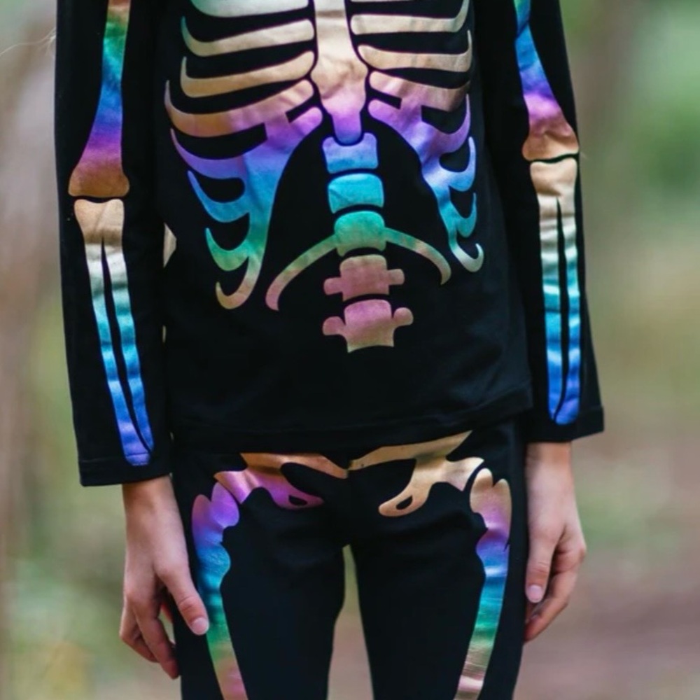 Girl's Medium Skelton Costume/Pajamas